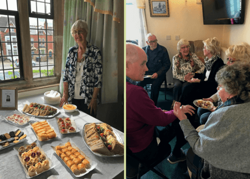 Party food and chat at residents' events
